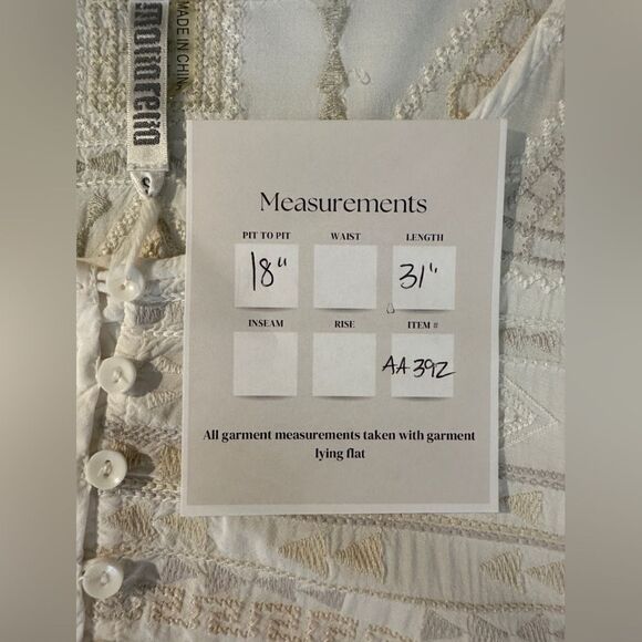 Monoreno Blouse Woman Size S Off White Crochet Monochromatic White Boho Top - Picture 10 of 10